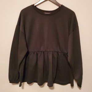 Zara Black Peplum Sweater w/ Elastic Stretch on Waist Area Size Medium